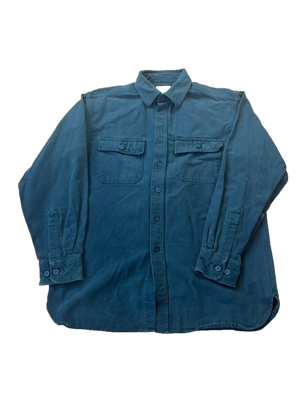 L.L.Bean Chamois Cloth Button Up Shirt Mens Medium Green Workwear Flannel